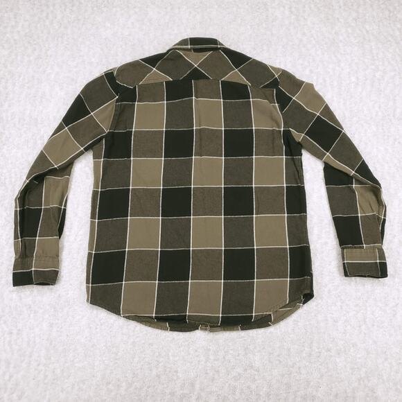 Levis Flannel Shirt Mens Medium Green Black Long Sleeve Plaid Oxford Button Down - Picture 3 of 10